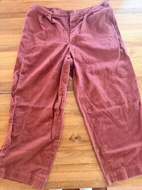 Bode Cropped Wide-Leg Cotton Twill Trousers — Size 38